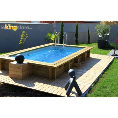 Piscine Bois UBBINK AZURA Rectangulaire en Kit 350x200x71cm LEKINGSTORE