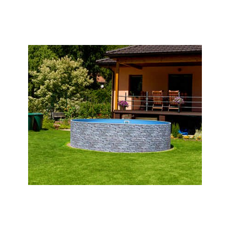 Piscine Acier Ronde Azuro Hors Sol Aspect Pierre D500xH120cm