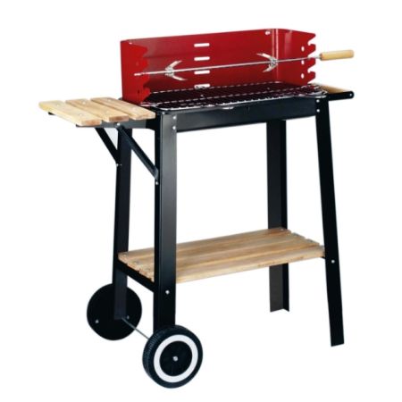 Barbecue Bois RED LINE CHARIOT avec Tourne Broche - LEKINGSTORE