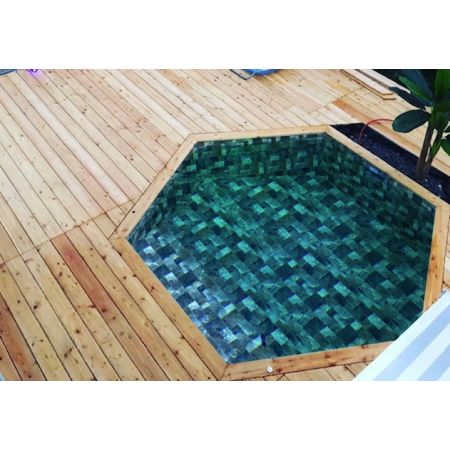 Piscine Bois Spark Ronde Hexagonale avec Escalier ⌀400x115cm  Pierre de Bali