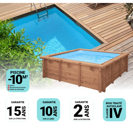 Piscine Bois carrée Sunny 320x320x131 cm