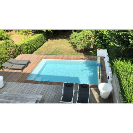 Piscine Bois Hors Sol Rectangulaire Luxe Avec Banc et Petit escalier 620x420x145cm