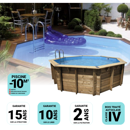 Piscine Bois TONGA NORTLAND UBBINK Ronde en Kit 430x120cm - LEKINGSTORE