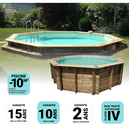 Piscine bois UBBINK TONGA 430x120cm Liner Sable 