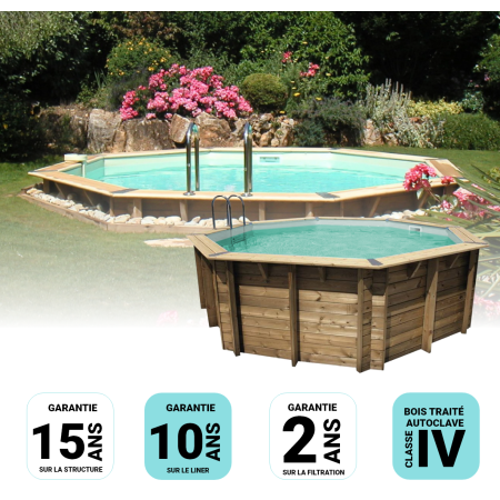 Piscine bois UBBINK OCEA 510x120cm Liner Sable