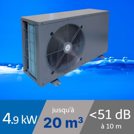 Pompe à chaleur Heatermax Inverter 4.9 kW pour piscine de 0-20m3