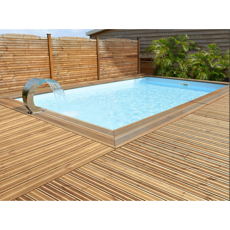 Piscine bois MAEVA Rectangulaire avec Escalier droit 650x350x150m