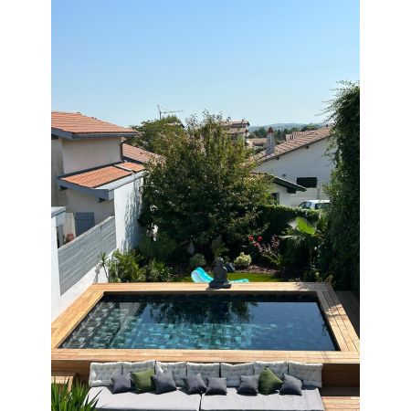 Piscine Bois Luxe Rectangulaire avec Escalier 620x420x130 cm Pierre de Bali 