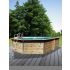 Piscine bois Octogonale Allongée LUCON 590x420x111cm Liner bleu