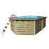 Piscine bois Octogonale Allongée SABTANG 510x320x129cm Liner bleu