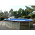 Piscine bois Octogonale Allongée FUGUA 590x420x129cm Liner bleu