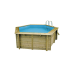 Piscine Bois Hexagonale UBBINK AZURA 410x120 cm Liner Bleu + Bâche à bulle offerte