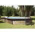 Piscine bois Octogonale Allongée CALAYAN  890x420x129cm Liner Bleu