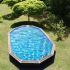 Piscine bois Octogonale Allongée CALAYAN  890x420x129cm Liner Bleu