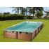 Liner Bleu 75/100 eme pour Piscine Bois Rectangulaire 420x320x131 cm Coloris Gris avec angle a droite