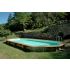 Piscine Bois Super Lucci Octogonale Allongée avec Escalier 807x457x131cm Pierre de Bali